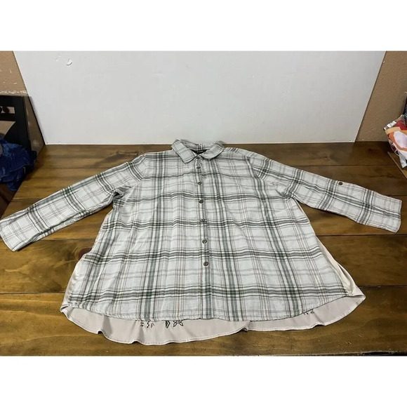 Ali Miles XL Tunic Top Flannel Gray Embroidered Back - Picture 1 of 11